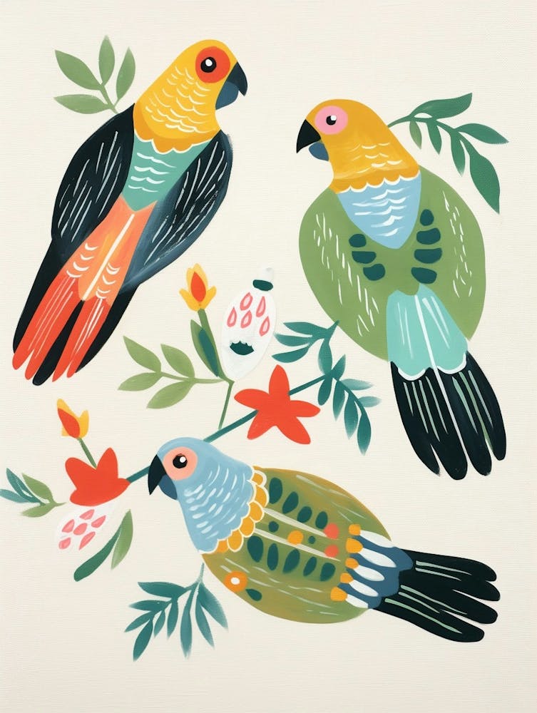 Folk Style Bird Painting Parrot 2