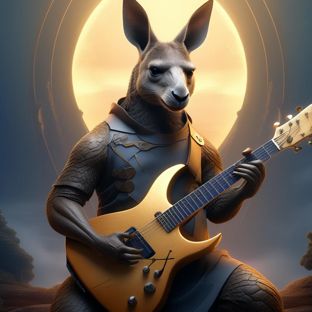 Rockstar Kangaroo With Guitar