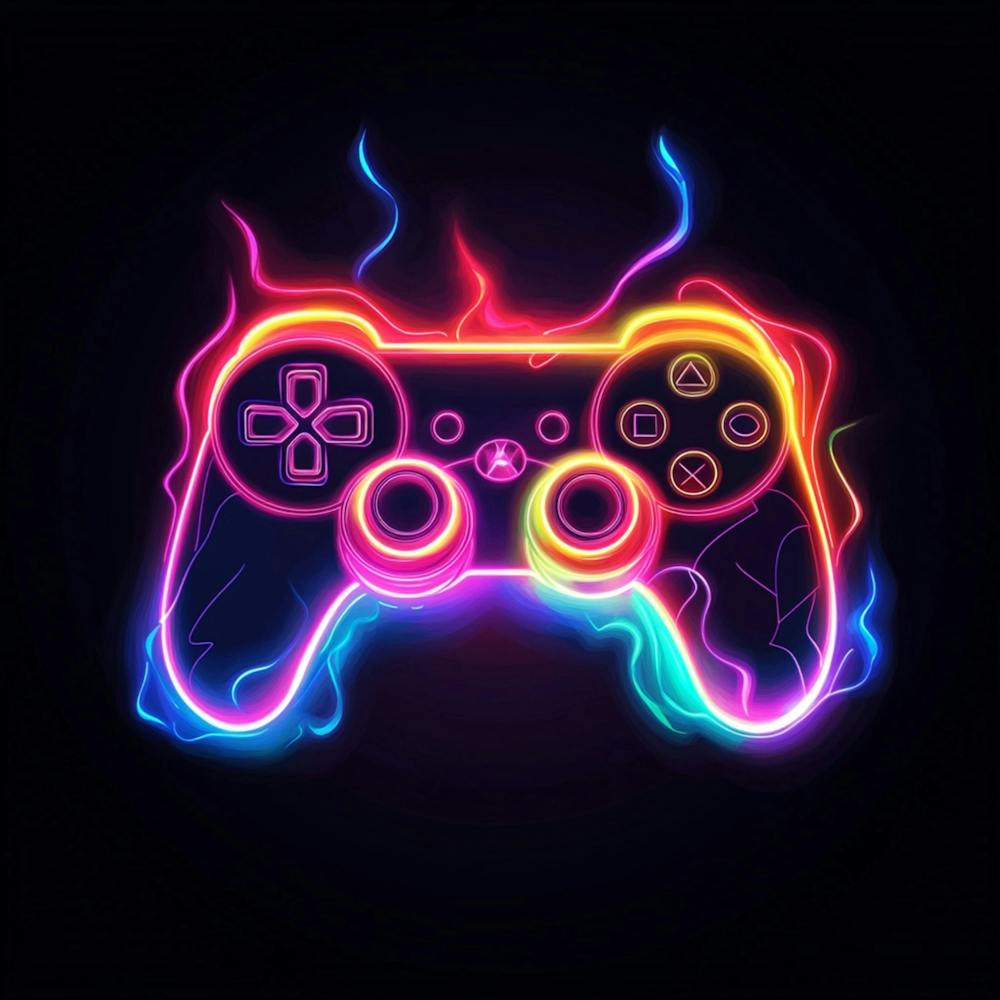Neon Video Game Controller
