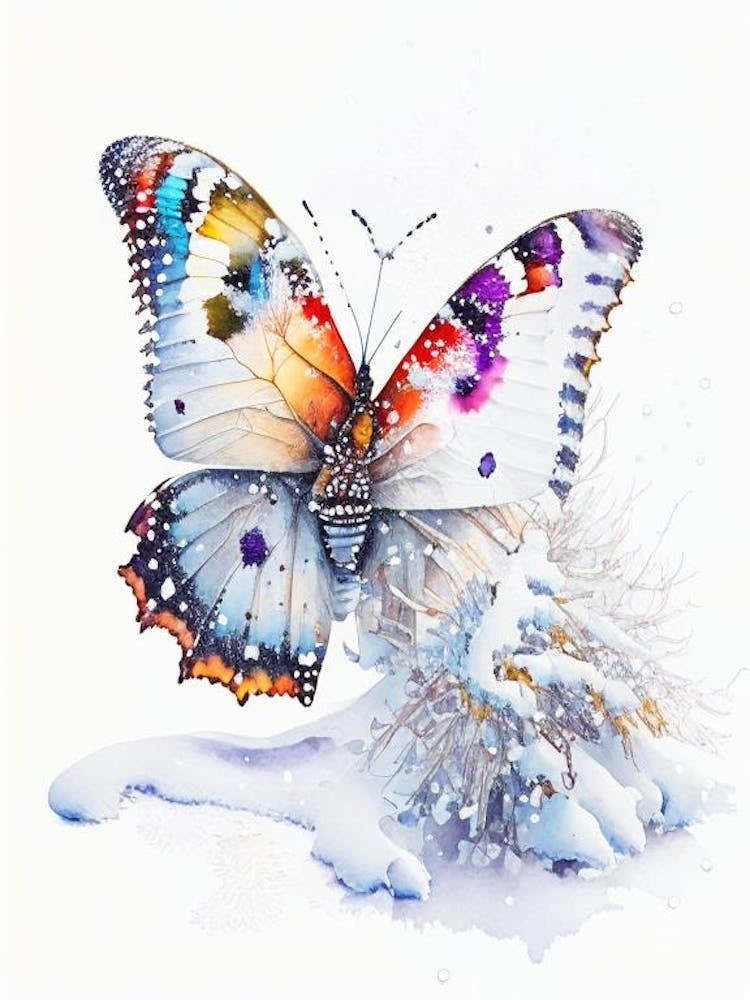 Butterfly In Snow Decoupage 1
