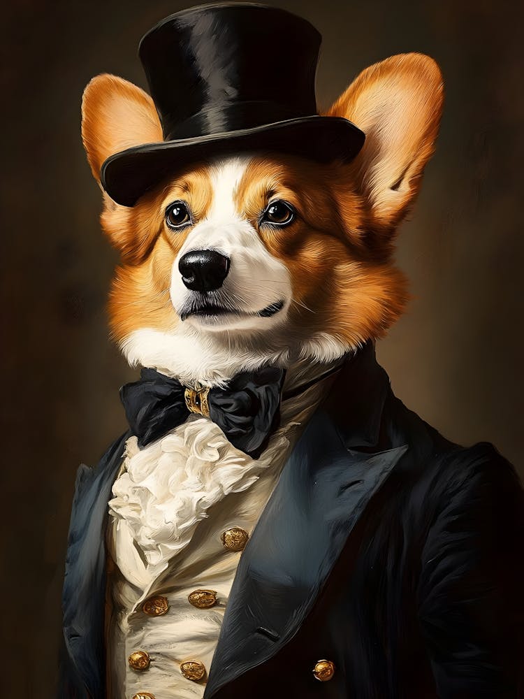 Corgi In Top Hat