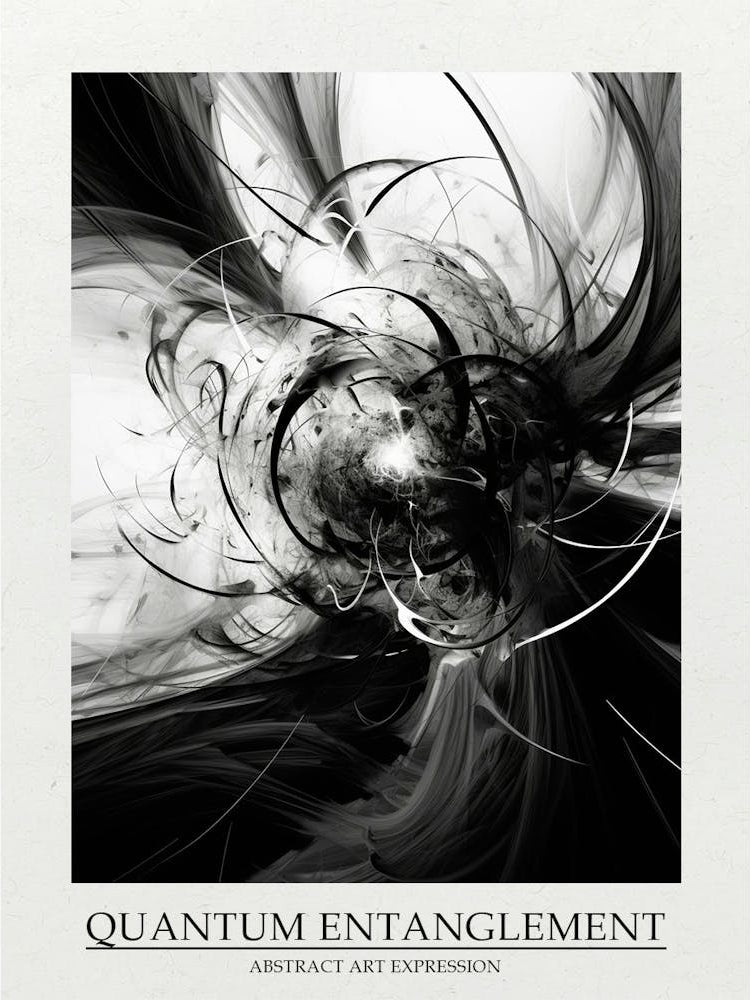 Quantum Entanglement Abstract Black And White 1 Poster