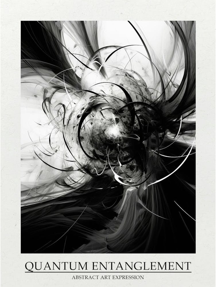 Quantum Entanglement Abstract Black And White 1 Poster