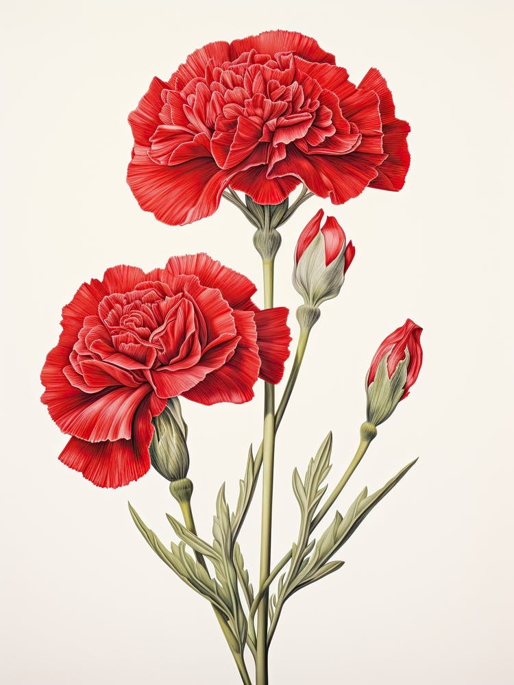 Carnations Flower Vintage Botanical 0