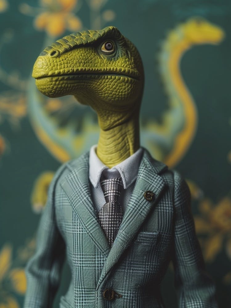 Pastel Toy Dinosaur In A Suit & Tie 3