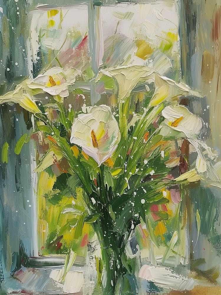Calla-Lilien Blumen Auf Einem Landhausfenster 1