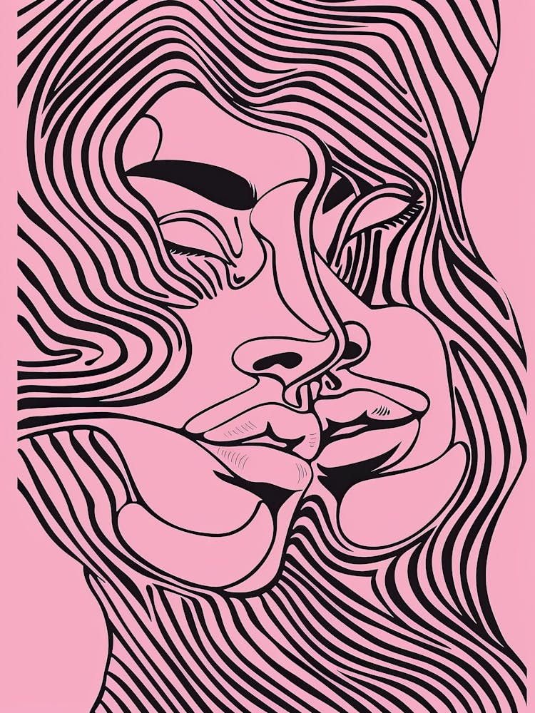 Minimalist Portrait Line Pink Woman 10