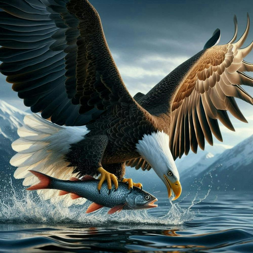 Bald Eagle catching fish.