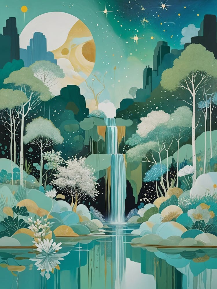 Waterfall At Night In The Forest no2