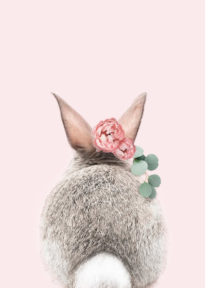 Flower Crown Bunny Tail Pink