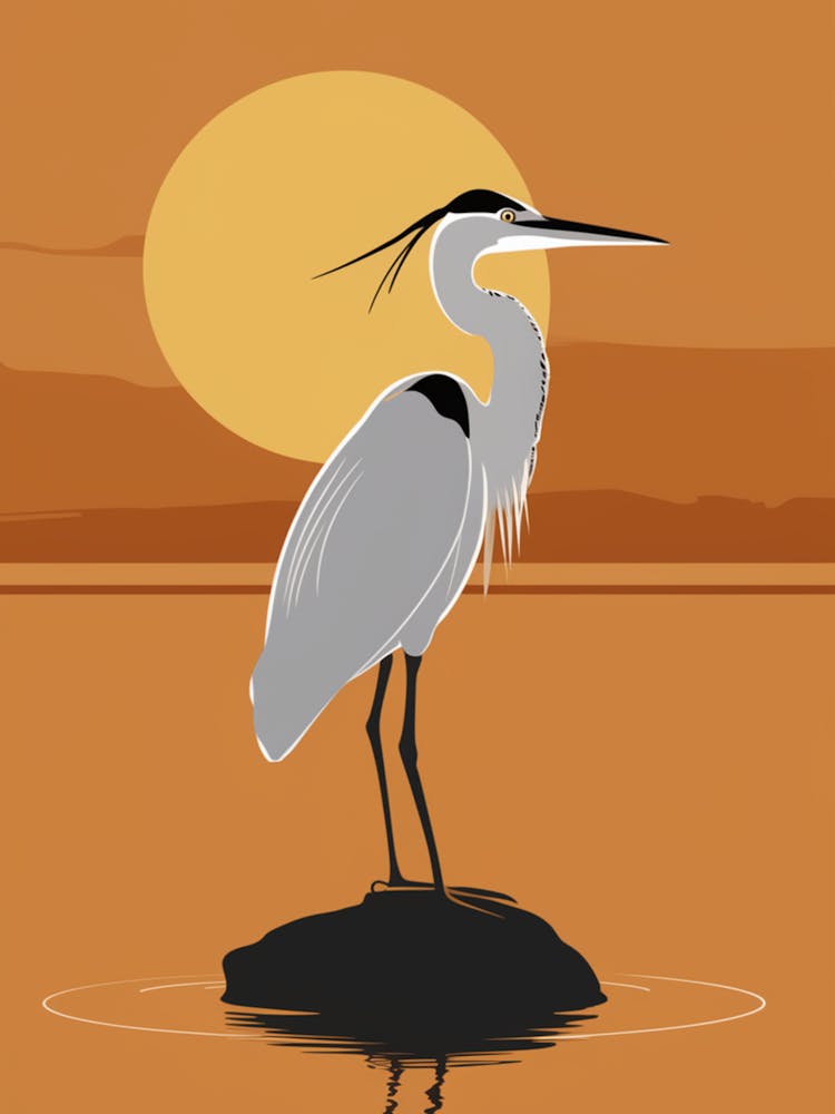 Heron At Sunset