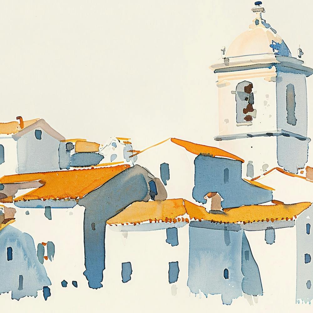 Watercolour Of A Village