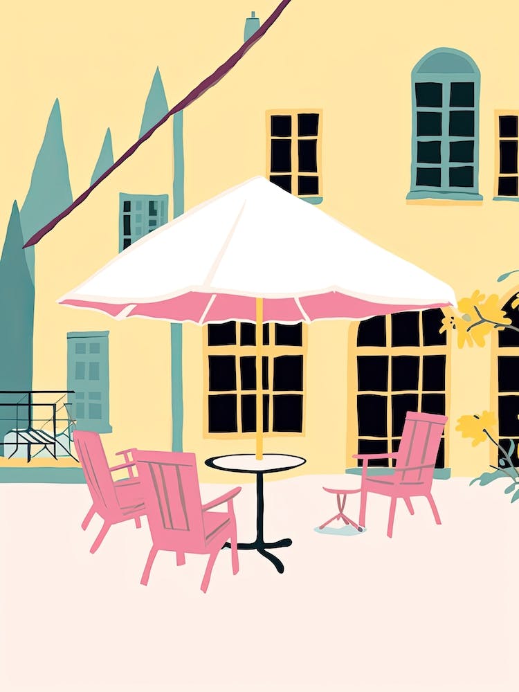 Montpellier, France, Flat Pastels Tones Illustration 1