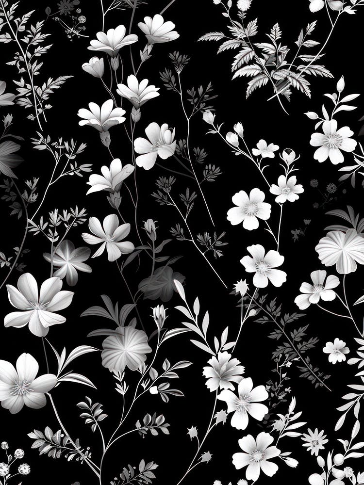 Great Japan Hokusai Black And White Flowers 19