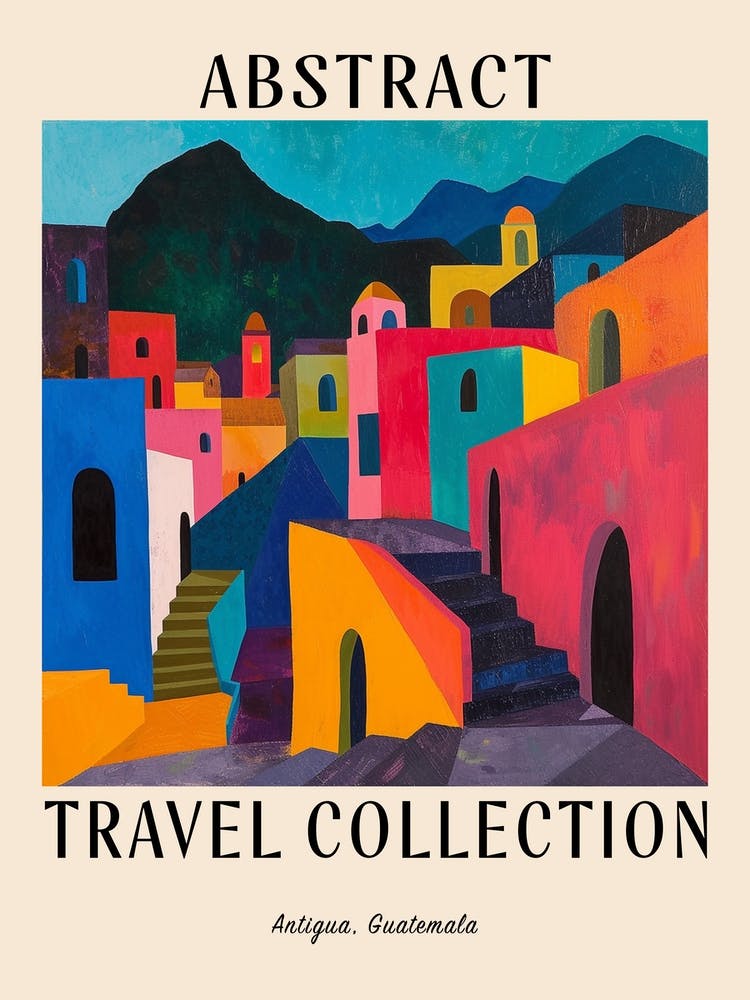 Abstract Travel Collection Poster Antigua Guatemala 1