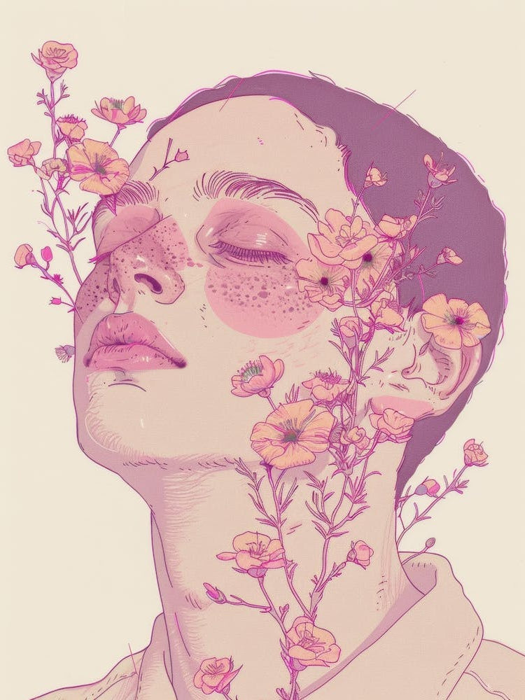 Girl With Flowers On Her Face 1