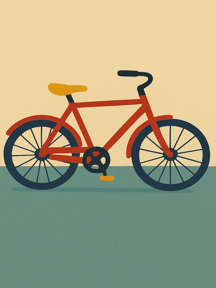 Retro Bicycle Wall – Minimalist Bike Illustration Poster Digital Download for Home, Kids Room & Cyclist Gifts