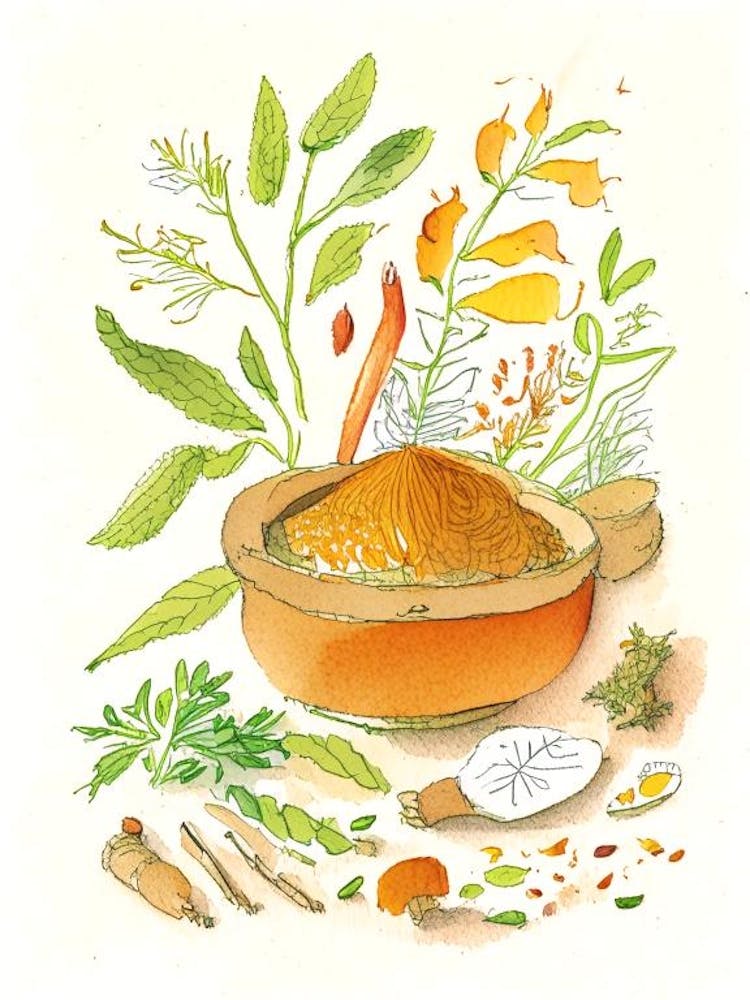 Ginger Spices And Herbs Pencil Illustration 3