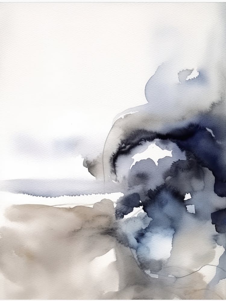 Watercolour Abstract Navy And Grey 3