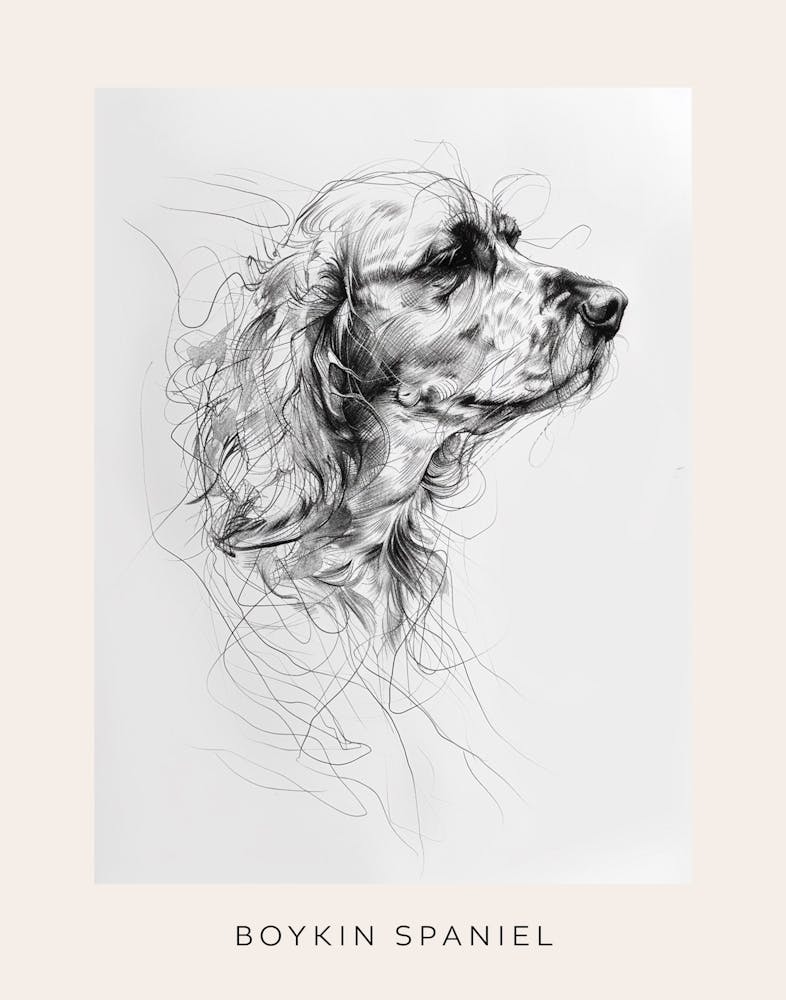 Boykin Spaniel - Dessin au Trait 2 - Affiche