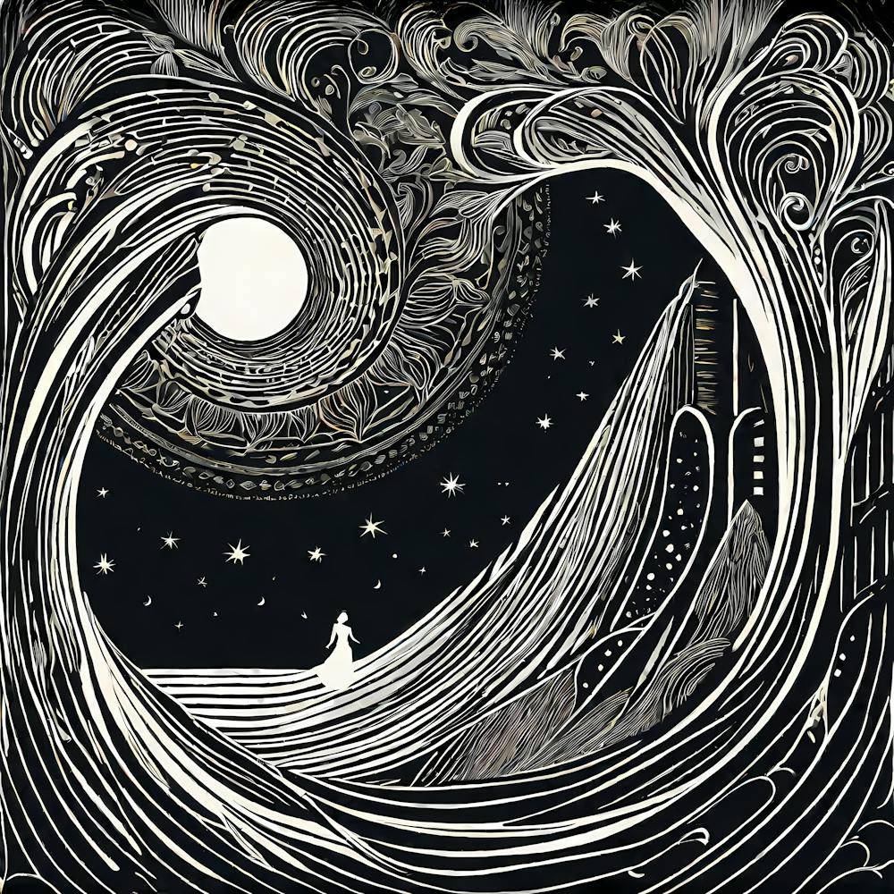 A Mysterious Abyss Composed Of Lino cut, 136