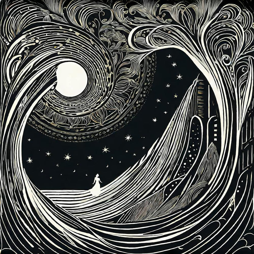 A Mysterious Abyss Composed Of Lino cut, 136