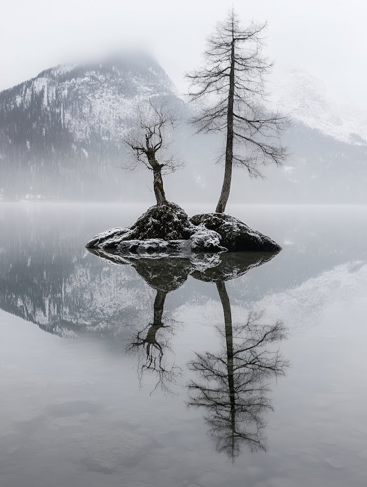 Lone Tree In A Lake