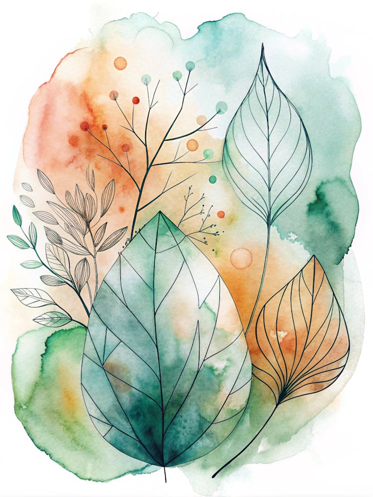 Feuilles à l'aquarelle 1