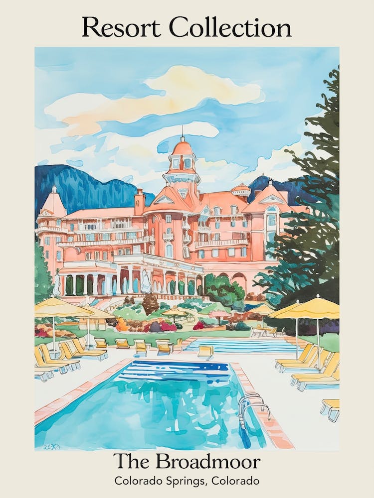 Poster Of The Broadmoor   Colorado Springs, Colorado   Resort Collection Storybook Illustration 5