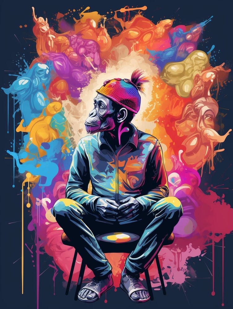 Colourful Thinker Monkey Graffiti Illustration 5