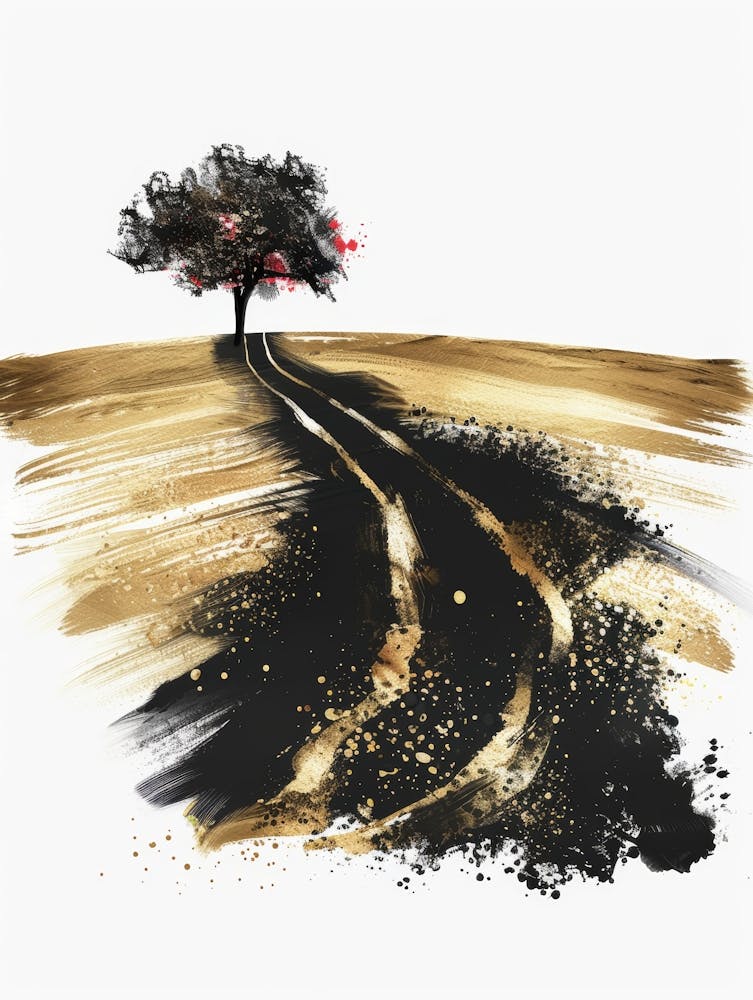 Baum auf der Straße Leinwanddruck 1