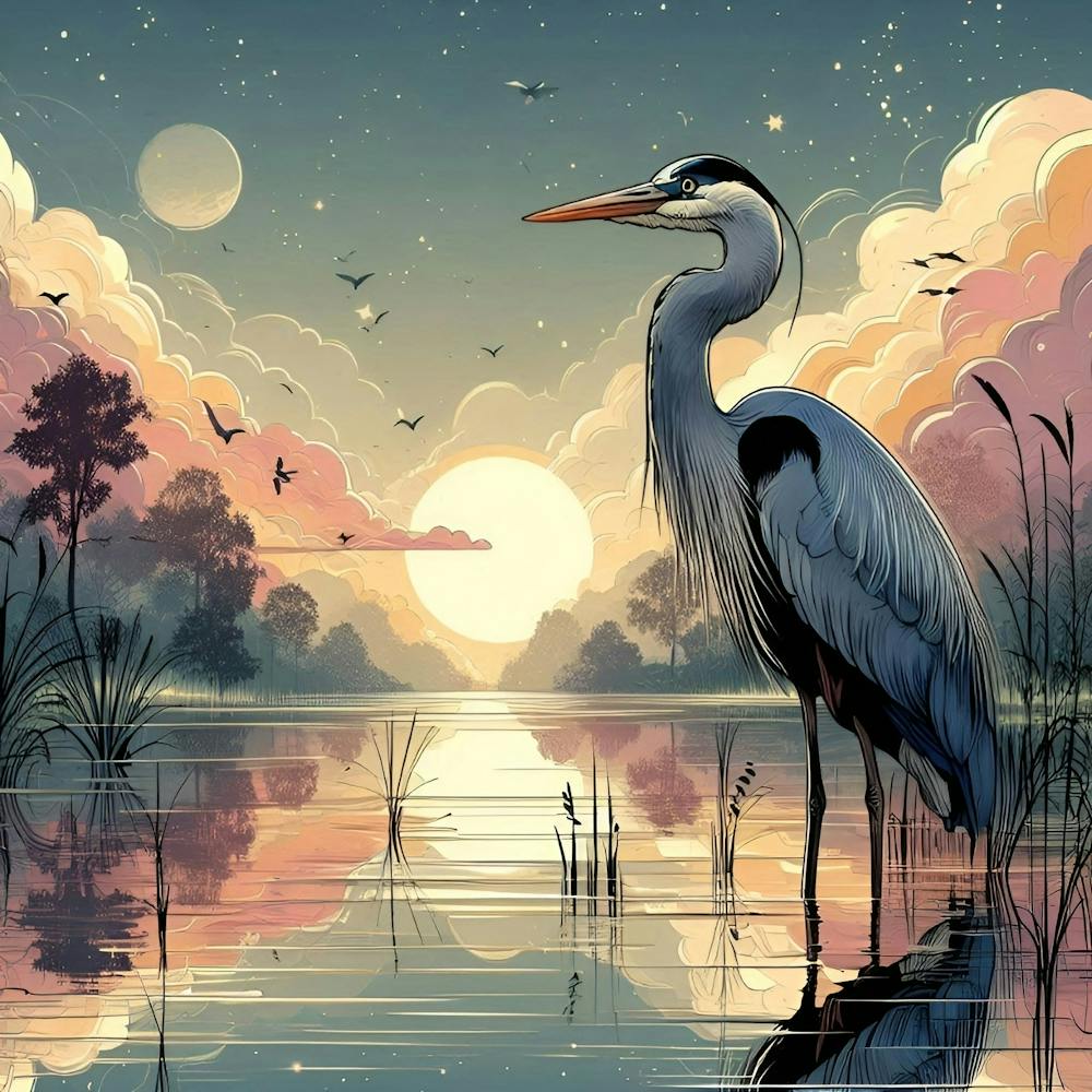 Heron At Sunset 3