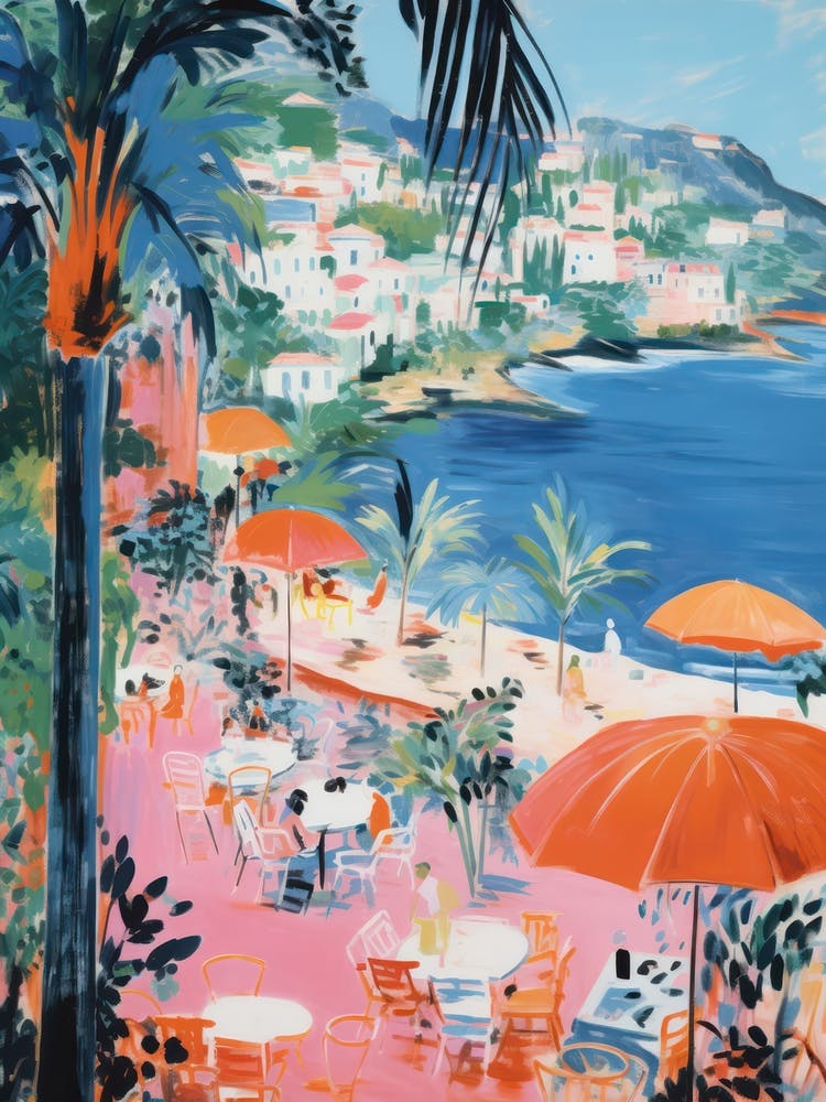 Cinque Terre   Italy Beach Club Lido Watercolour 1