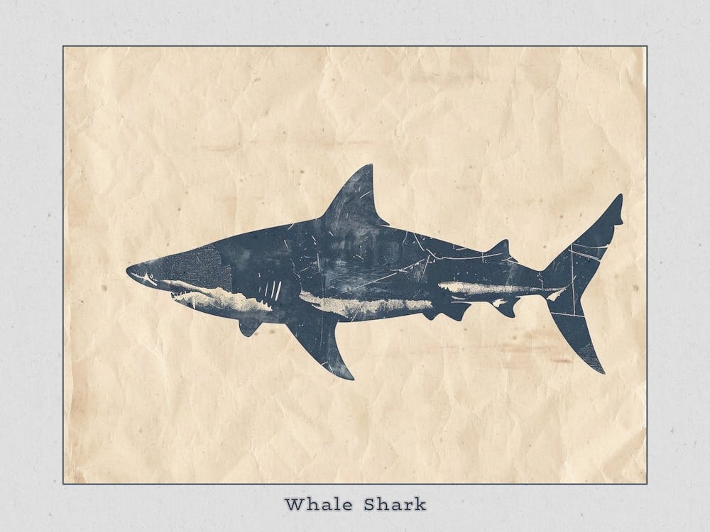 Whale Shark Grey Silhouette 7 Poster