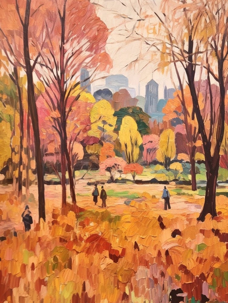 Autumn City Park Painting Yoyogi Park Tokyo 2