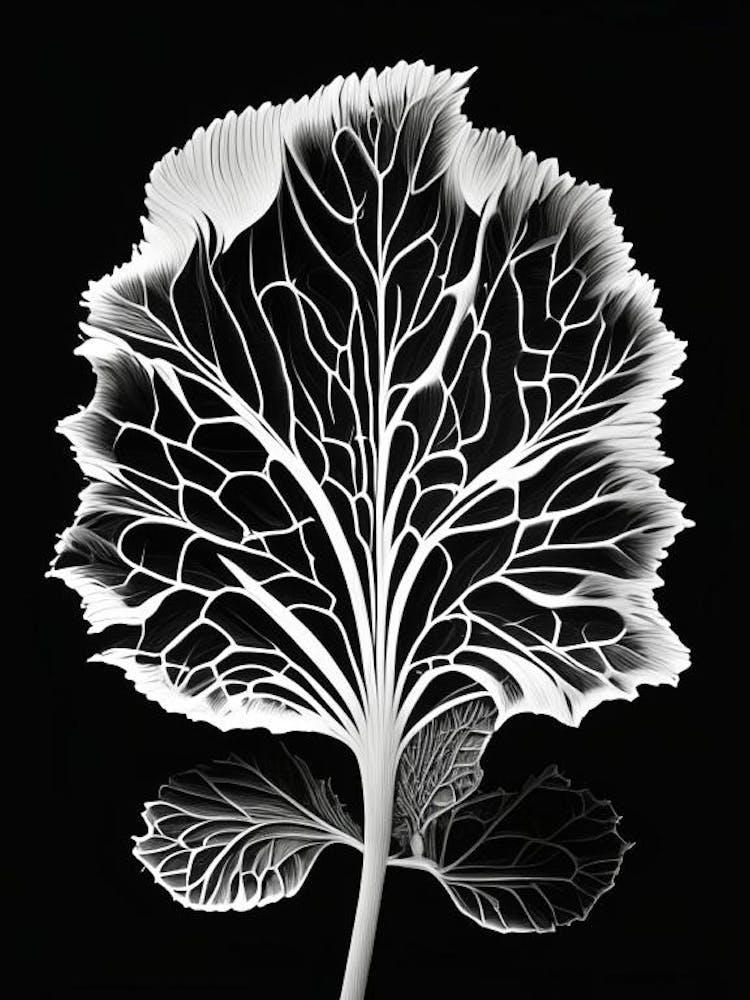 Lettuce Leaf Linocut 1