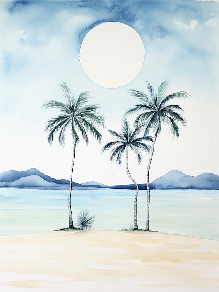 Watercolour Of Whitehaven Beach   Queensland Australia 0