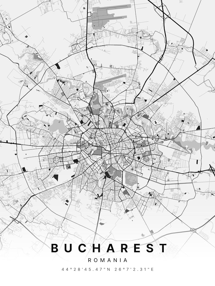 Bucharest Romania White Map 1