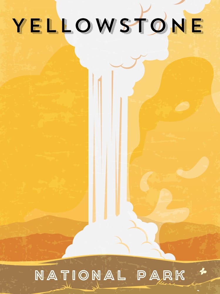 Yellowstone National Park, Wyoming, USA — Retro travel minimalist poster