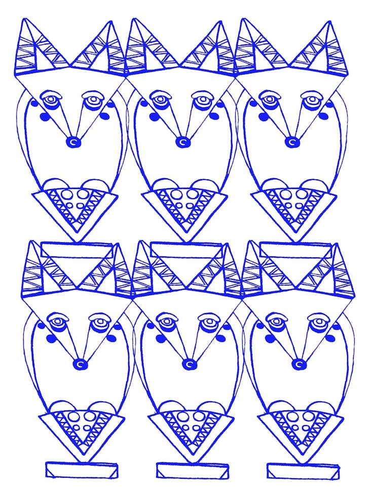 Wolf and Friends- Blue Pattern