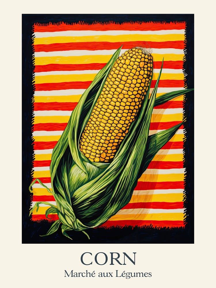 Marche Aux Legumes Corn Summer Illustration 3