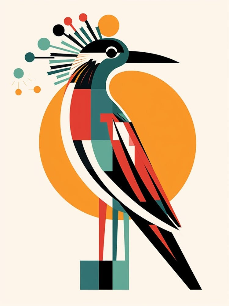 Colourful Geometric Bird Roadrunner 1
