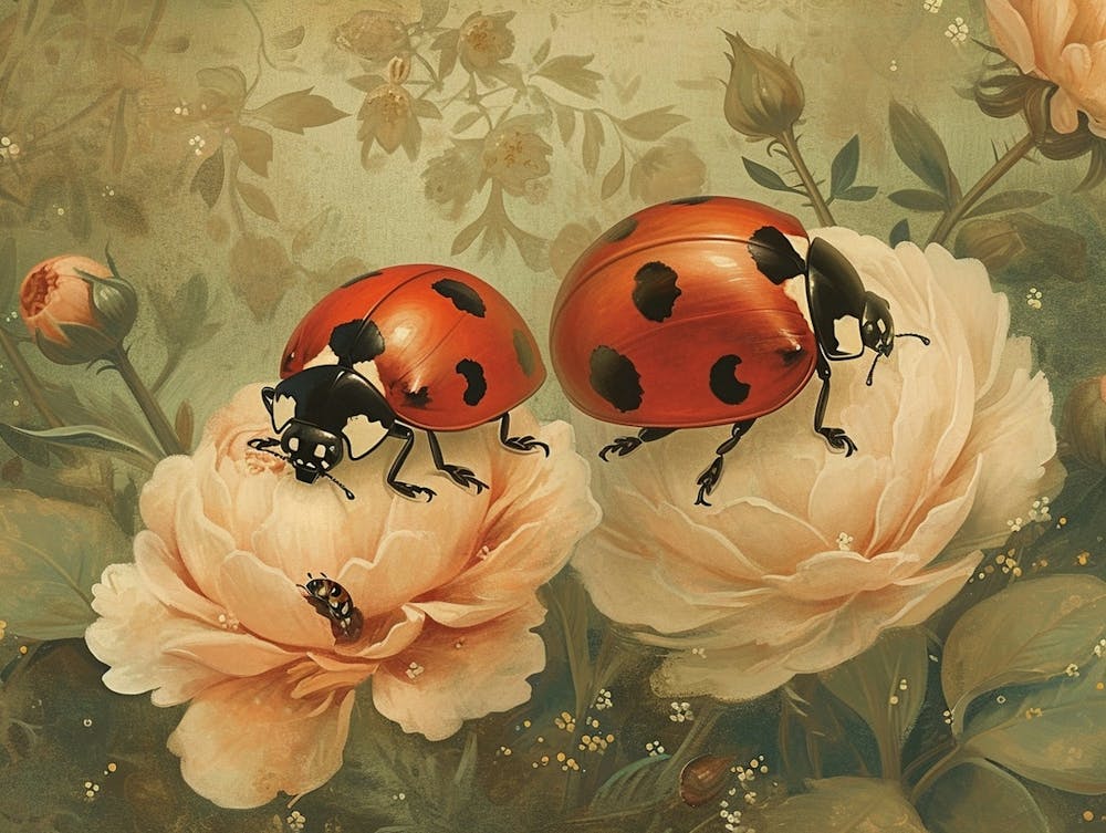 Illustration Florale Animale Ladybug 3