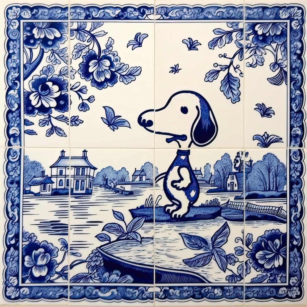 Snoopy Dog Delft Tile Illustration 4