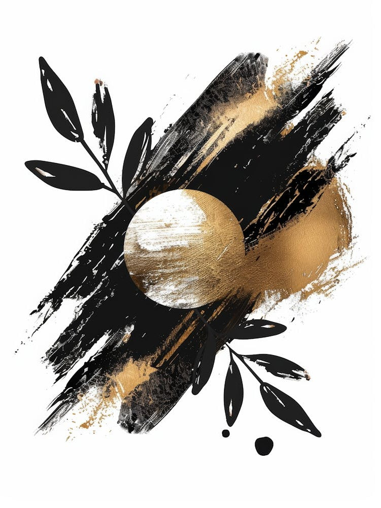 Abstract Gold And Black Painting 23