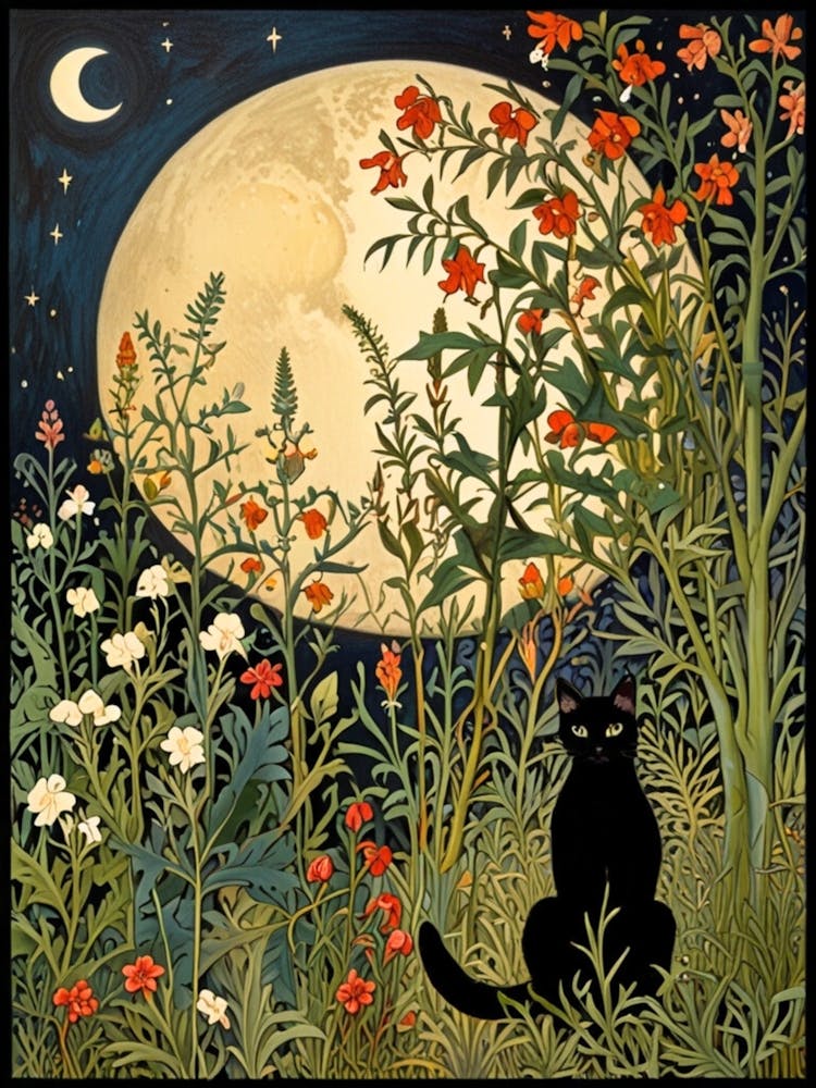 William Morris Cat In The Moonlight 24