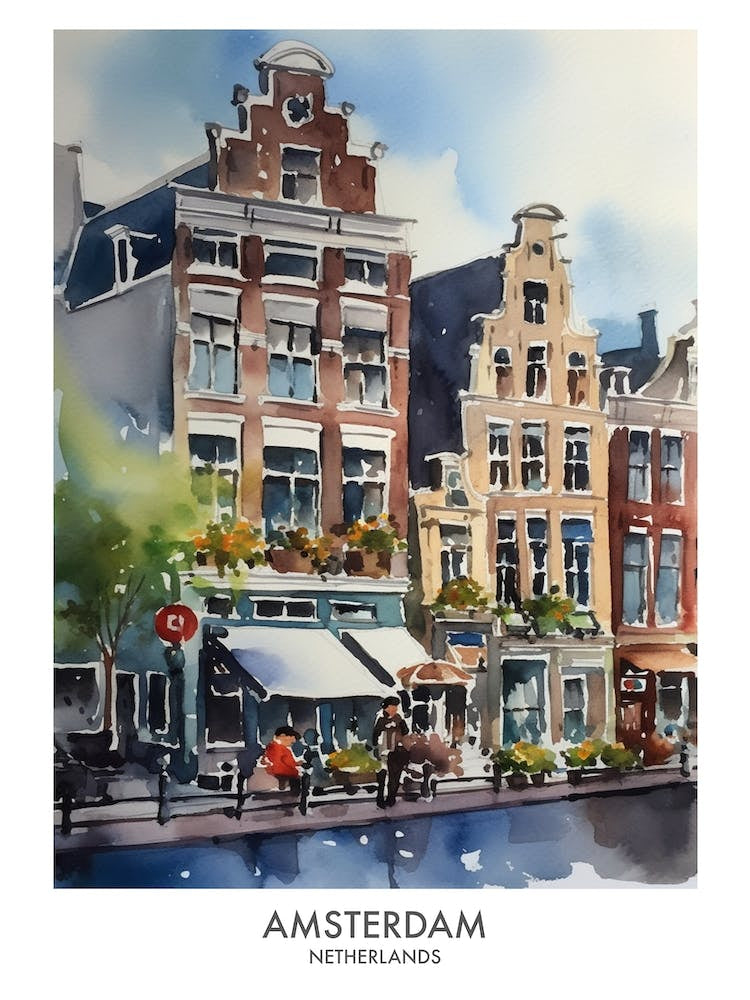 Amsterdam Watercolour Travel Poster 1