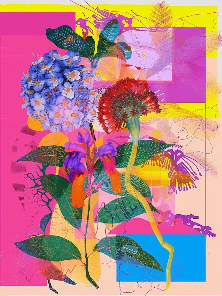 Lantana 4 Neon Flower Collage