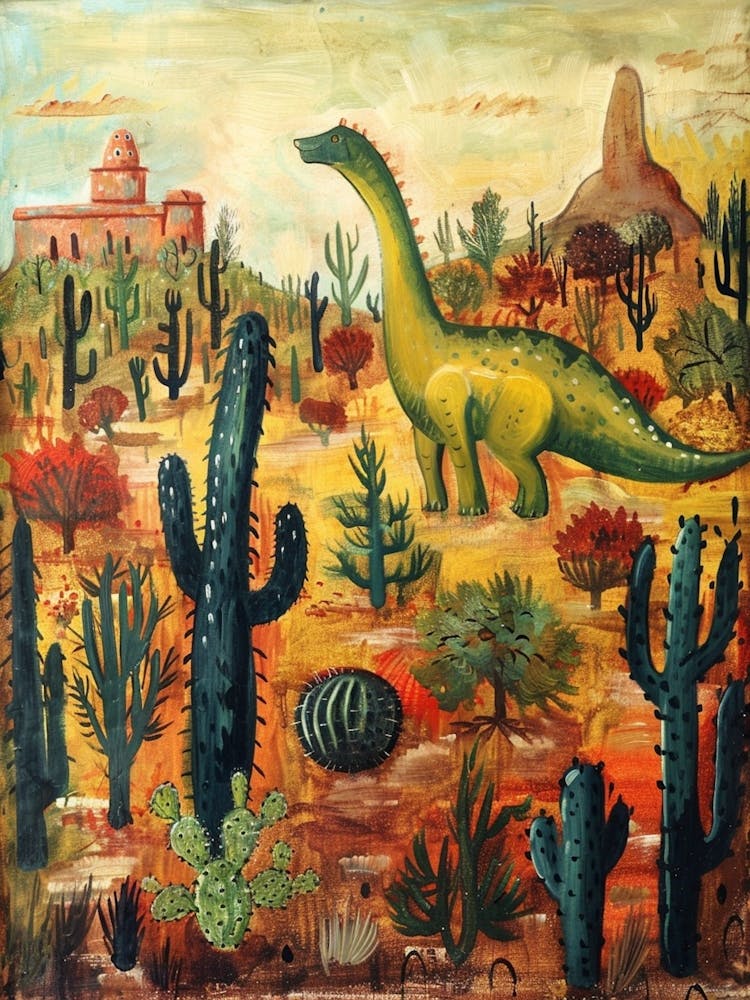 Abstract Dinosaur In The Desert Painting 4