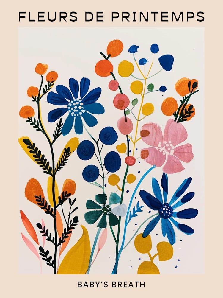 Spring Floral French Poster  Babys Breath 2